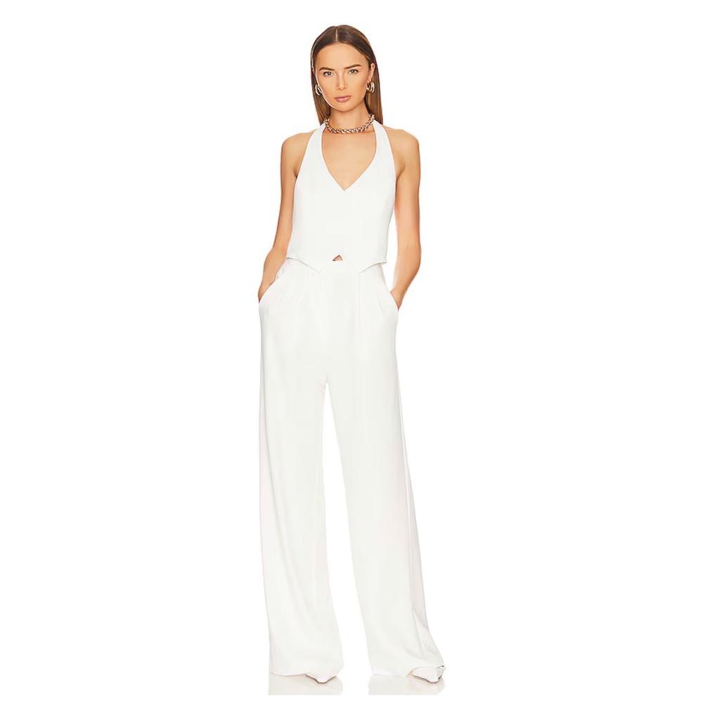 Amanda Uprichard Isadore Jumpsuit in Ivory Size Small‎